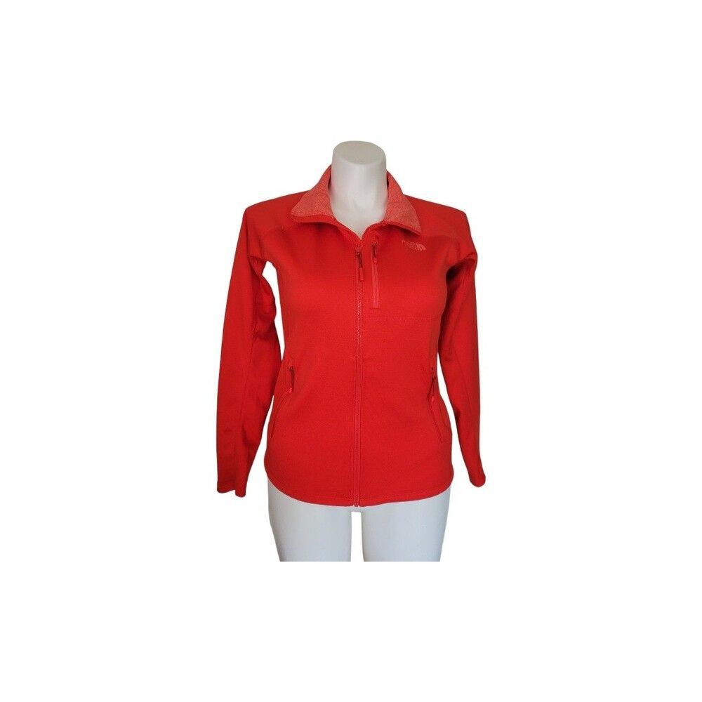 North Face Jacket M Orange Full Zip Pockets Lightweight